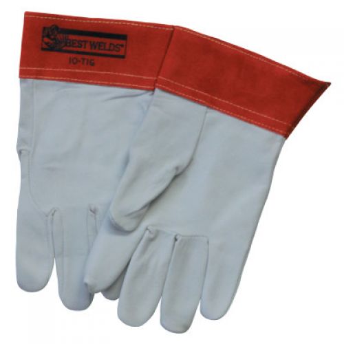 10-TIG Capeskin Welding Gloves, Large, White/Red
