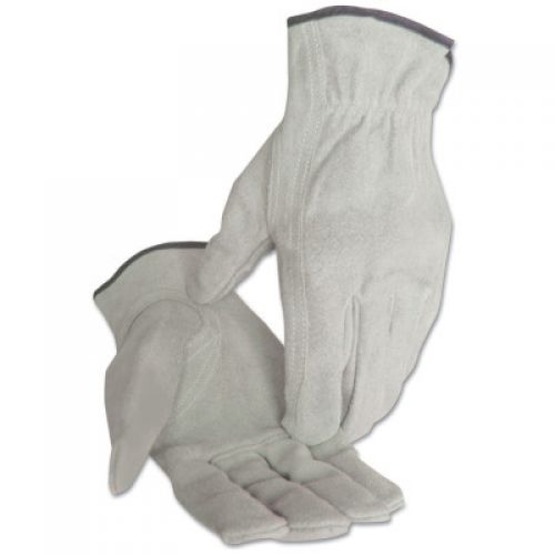Split Cowhide Leather Driver Gloves, Medium, Unlined, Pearl Gray