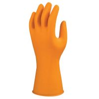 Marigold G12 Nitrile Gloves, Beaded Cuff, Flock Lined, Tangerine, Size 8.5
