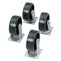 JOBOX Heavy-Duty Casters, 4 in, 2 Fixed; 2 Swivel