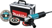 MAKITA 4 1/2" Angle Grinders, 7.5 A, 10,000 rpm, Paddle; On/Off, W/ Dia Wheel & Case