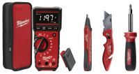 MILWAUKEE ELECTRIC TOOLS Electrical Combo Kit, RMS Multimeter & Voltage Detector w/Tools, Batteries, Case