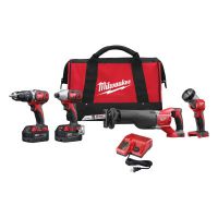 MILWAUKEE ELECTRIC TOOLS M18 Cordless Combo Kits, Hammer Drill/Driver;Sawzall Recip Saw;Hex Impact Driver