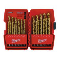 MILWAUKEE ELECTRIC TOOLS Thunderbolt Titanium Coated Twist Drill Bit Sets, 1/16" - 1/2" Cut Dia., 29/Set