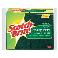 SCOTCH-BRITE Heavy-Duty Scrub Sponge, 4 1/2" x 2 7/10" x 3/5", Green/Yellow