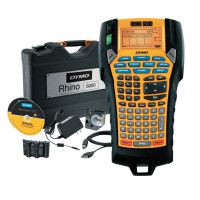 RHINO Industrial 6000 Label Maker, Includes Black on White 1 in x 18' & 3/8 in x 18'
