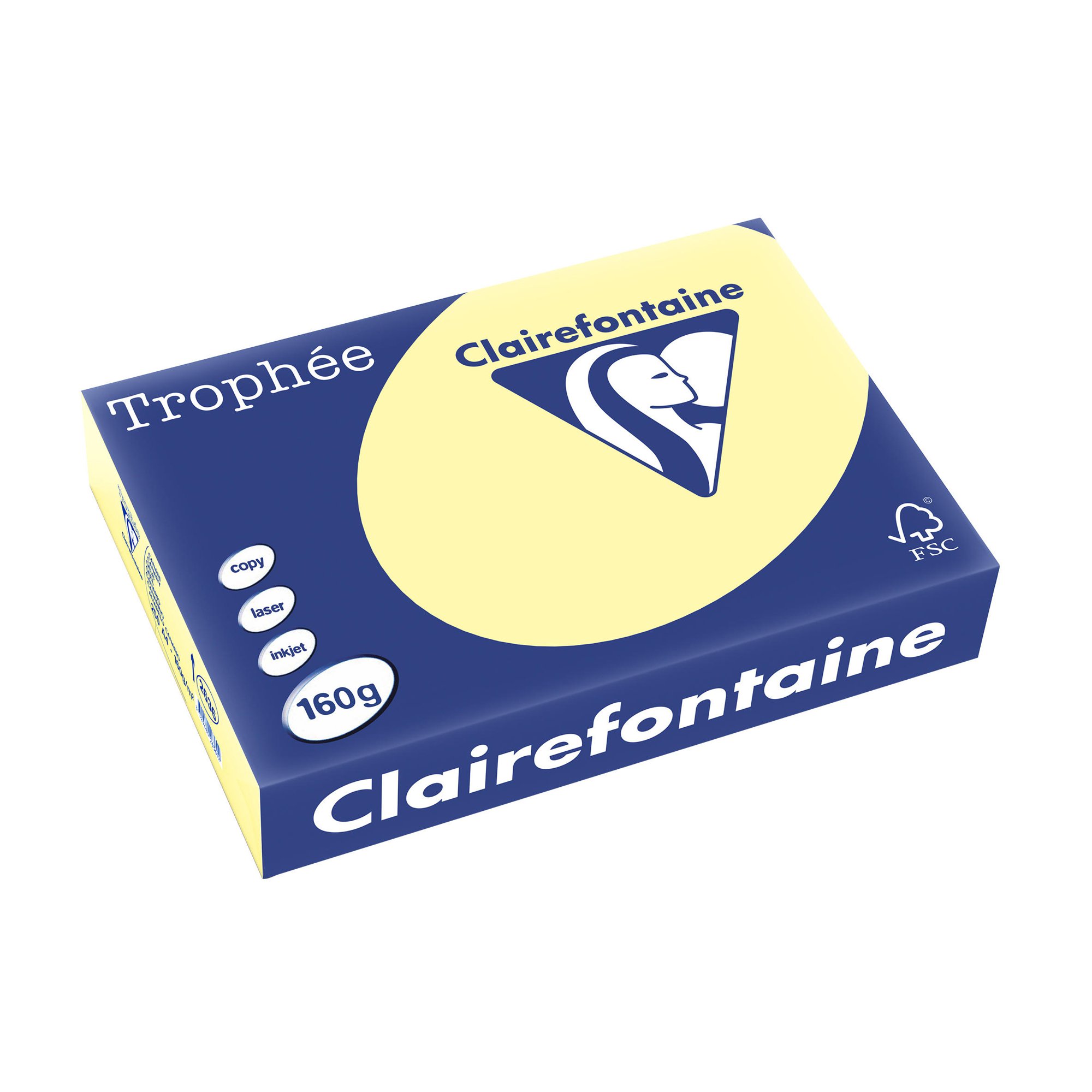 Trophee A4 Coloured Card 160G 250Sh Canary  [Each= 250]