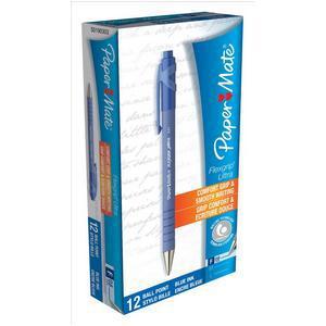 Paper Mate Flexgrip Retractable Ultra Ball Pen Fine 0.8mm Tip 0.4mm Line Blue Ref S0190303 [Pack 12]