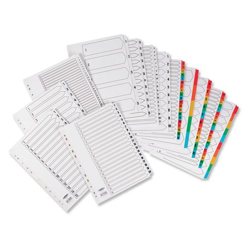 Concord Commercial Index 1-12 Multipunched Mylar-reinforced Tabs 160gsm A4 White Ref 08301 000949 Buy online at Office 5Star or contact us Tel 01594 810081 for assistance