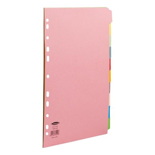 Concord Subject Dividers 10-Part Multipunched 160gsm A4 Assorted Ref 72299/J22 [Pack 25]