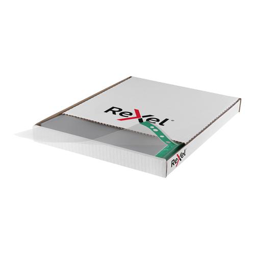 Rexel Punched Pocket Green Strip Open Top 80 Micron A4 Glass Clear Ref 12265 Pk100 320990 Buy online at Office 5Star or contact us Tel 01594 810081 for assistance