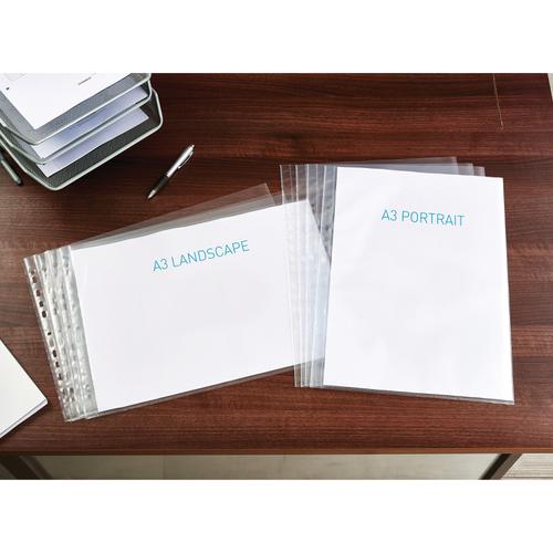 Oxford Pchd Pocket Polypropylene Top-opening 120 Micron A3 Portrait Emb Clear Ref 400005480 [Pack 25]
