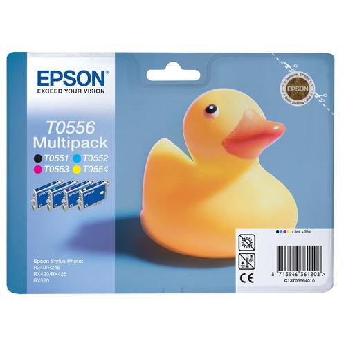 Epson T0556 Inkjet Cartridge Duck Page Life 290pp 8ml Blk/Cyan/Mag/Yellow Ref C13T05564010 [Pack 4]