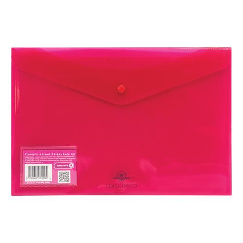 Concord Stud Wallet File Vibrant Polypropylene Foolscap Pink Ref 6129-PFL (PNK) [Pack 5]
