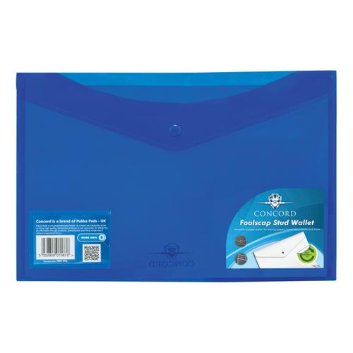 Concord Stud Wallet File Vibrant Polypropylene Foolscap Blue Ref 7087-PFL [Pack 5]