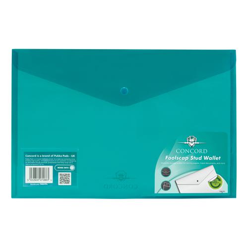 Concord Stud Wallet File Vibrant Polypropylene Foolscap Green Ref 7088-PFL [Pack 5]