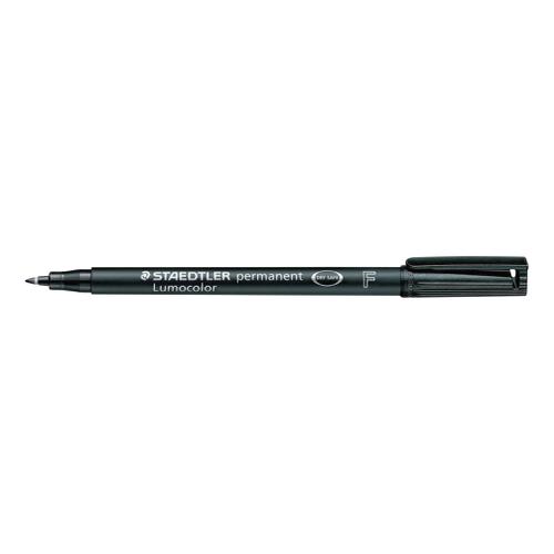 Black  Box of 10 Staedtler Lumocolor Permanent Pen 318-9 Fine 0.6mm Line