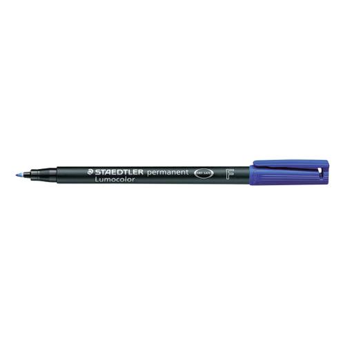 Staedtler 318 Lumocolor Permanent Pen Fine 0.6mm Line Blue Ref 318-3 [Pack 10]