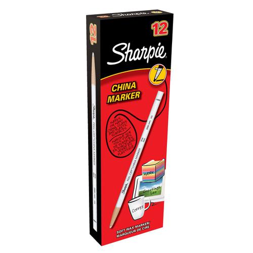 Sharpie China Wax Marker Pencil Peel-off Unwraps to Sharpen White Ref S305061 [Pack 12] Newell Rubbermaid