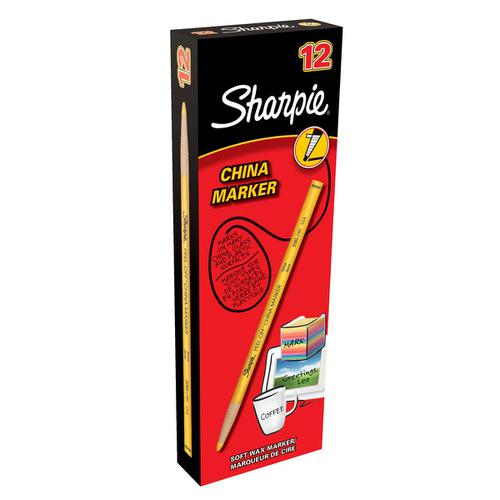 Sharpie China Wax Marker Pencil Peel-off Unwraps to Sharpen Yellow Ref S0305101 [Pack 12] Newell Rubbermaid