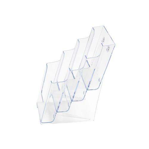 Literature Display Holder Multi Tier for Wall or Desktop 4 x 1/3xA4 Pockets Clear 841110 Buy online at Office 5Star or contact us Tel 01594 810081 for assistance