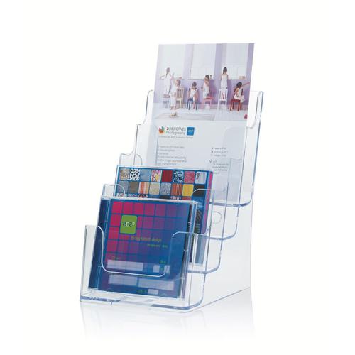 Literature Display Holder Multi Tier for Wall or Desktop 4 x A5 Pockets Clear 4019521 Buy online at Office 5Star or contact us Tel 01594 810081 for assistance