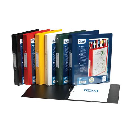 Elba Vision Ring Binder PVC Clear Front Pocket 2 O-Ring Size 25mm A4 Black Ref 100080891 [Pack 10] 879762 Buy online at Office 5Star or contact us Tel 01594 810081 for assistance