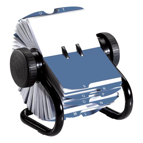 Rolodex Classic 200 Rotary Business Card Index File with 200 Sleeves 24 A-Z Index Tabs Black Ref 67236
