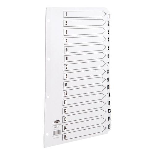 Concord Classic Index 1-15 Mylar-reinforced Punched 4 Holes 150gsm A4 White Ref 01401/CS14 08166X Buy online at Office 5Star or contact us Tel 01594 810081 for assistance
