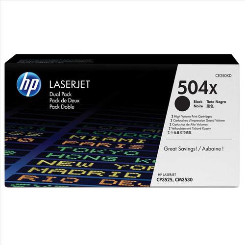 HP 504X Laser Toner Cartridge HY Page Life 10500pp Black Ref CE250XD [Pack 2]