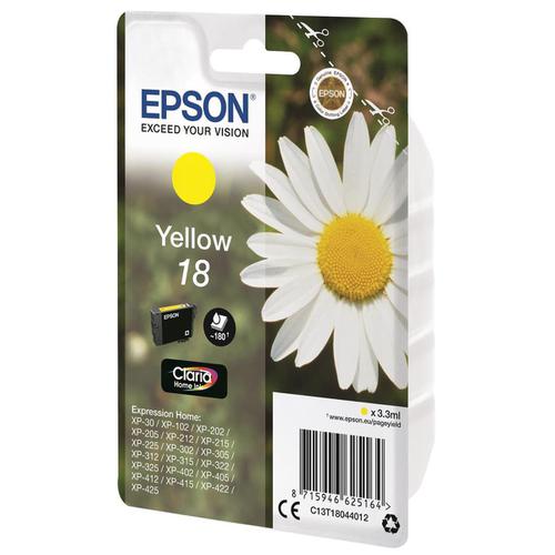 Epson 18 Inkjet Cartridge Daisy Page Life 180pp 3.3ml Yellow Ref C13T18044012 4070784 Buy online at Office 5Star or contact us Tel 01594 810081 for assistance
