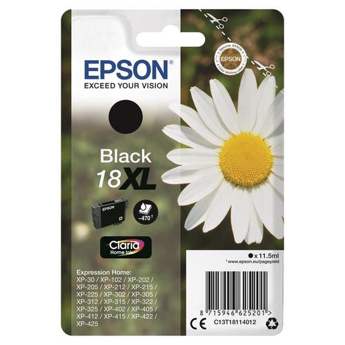 Epson 18XL Inkjet Cartridge Daisy High Yield Page Life 470pp 11.5ml Black Ref C13T18114012