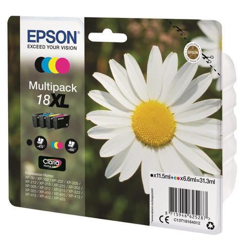 Epson 18XL Inkjet Carts Daisy High Yield Black 11.5ml Cyan/Magenta/Yellow 6.6ml Ref C13T18164012 [Pack 4] 4070807 Buy online at Office 5Star or contact us Tel 01594 810081 for assistance