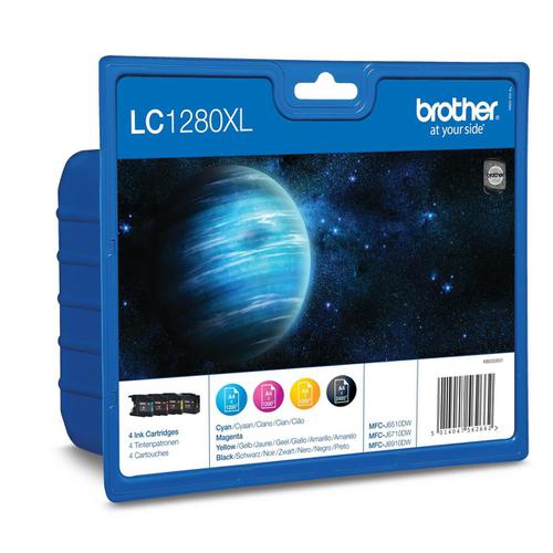 BrotherInkjetCart ValuePack PageLife2400pp BlkPageLife1200ppCyan/Magenta/Yellow RefLC1280XLVALBP [Pack 4] 4069039 Buy online at Office 5Star or contact us Tel 01594 810081 for assistance