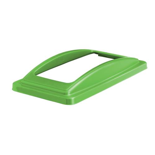 EcoSort Recycling System Waste Lid for Mixed Recycling Wide Open 295x525x75mm Green Ref ECOFRAMESPIC01