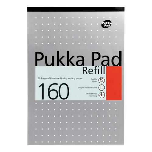 Pukka Pad Refill Pad Headbound 80gsm Ruled Margin Punched 4 Holes 160pp A4 Assorted Ref REF80/1 [Pack 6] 100795 Buy online at Office 5Star or contact us Tel 01594 810081 for assistance