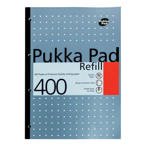 Pukka Pad Refill Pad Sidebound 80gsm Ruled Margin Punched 4 Holes 400pp A4 Assorted Ref REF400 [Pack 5] 100796 Buy online at Office 5Star or contact us Tel 01594 810081 for assistance