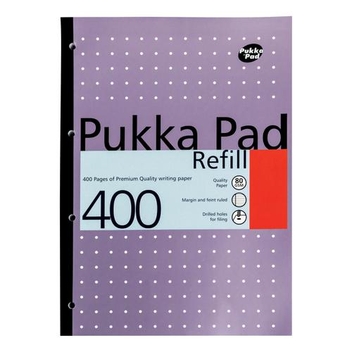 Pukka Pad Refill Pad Sidebound 80gsm Ruled Margin Punched 4 Holes 400pp A4 Assorted Ref REF400 [Pack 5] Pukka Pads Ltd