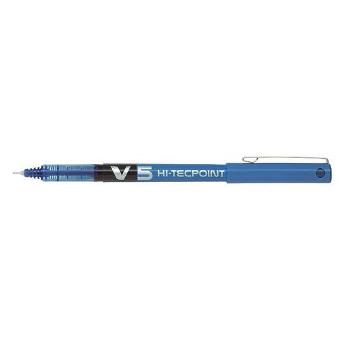 Pilot V5 Hi-Tecpoint Rollerball Pen Liquid Ink 0.5mm Tip 0.3mm Line Blue Ref V503 [Pack 12]