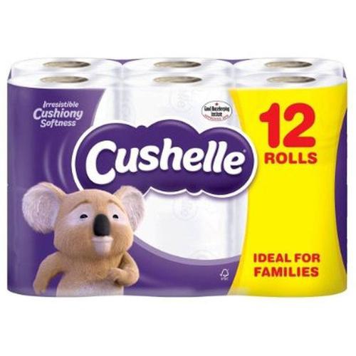 Cushelle Toilet Rolls 2-Ply 180 Sheets 120x104.5mm 21.6m White Ref 1102089 [Pack 12]