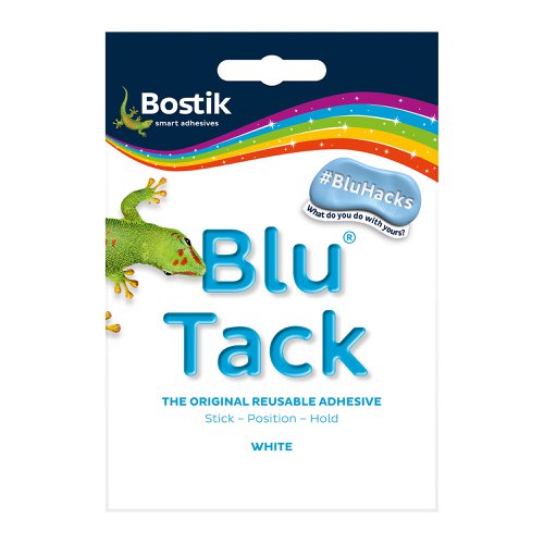 Bostik Blu Tack White Mastic Adhesive Non-toxic Handy pack 60g Ref 801127 [Pack 12]