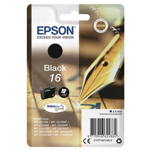 Epson 16 Inkjet Cartridge Pen & Crossword Page Life 175pp 5.4ml Black Ref C13T16214012