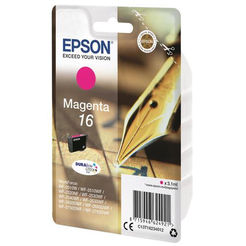 Epson 16 Inkjet Cartridge Pen & Crossword Page Life 165pp 3.3ml Magenta Ref C13T16234012