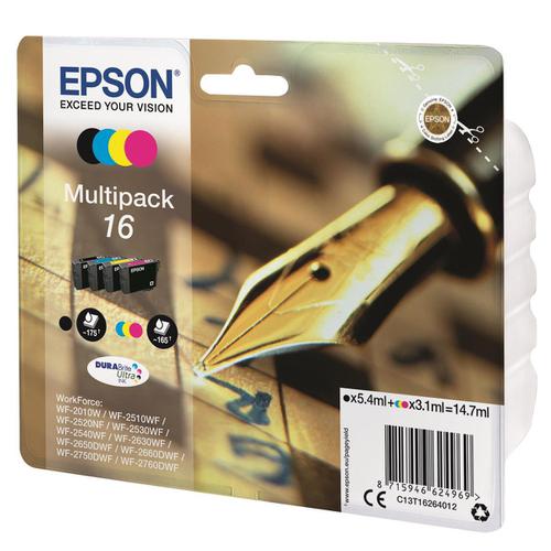 Epson 16 IJCart Pen&Crossword Cyan/Magenta/Yell 165pp3.3ml/Blk175pp 5.4ml Ref C13T16264012 [Pack4] 4070310 Buy online at Office 5Star or contact us Tel 01594 810081 for assistance