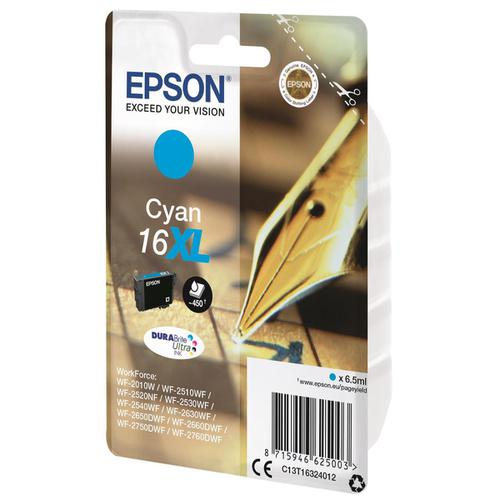 Epson 16XL Inkjet Cartridge Pen & Crossword High Yield Page Life 450pp 6.5ml Cyan Ref C13T16324012