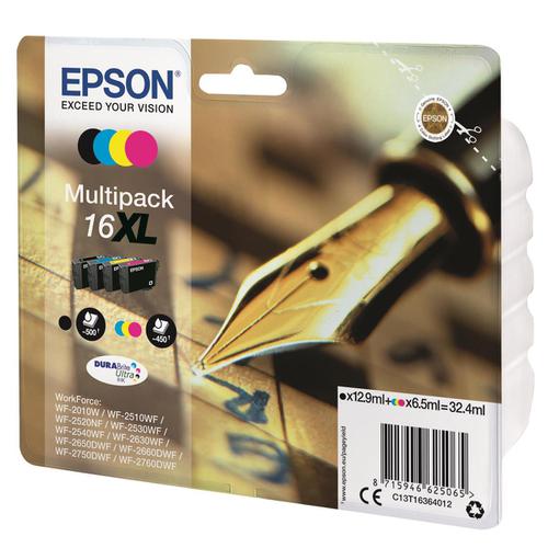 Epson 16XL InkjetCart Pen&Crossword HY Page Life 500pp Black 450pp C/M/Y 32.4ml Ref C13T16364012 [Pack 4] 4070368 Buy online at Office 5Star or contact us Tel 01594 810081 for assistance