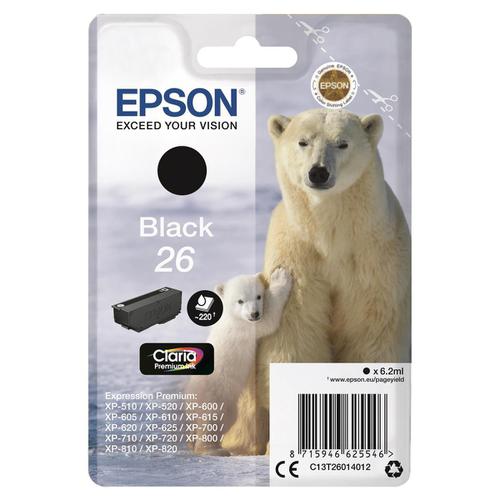 Epson 26 Inkjet Cartridge Polar Bear Page Life 220pp 6.2ml Black Ref C13T26014012