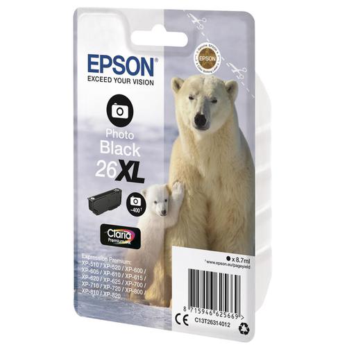 Epson 26XL Inkjet Cartridge Polar Bear High Yield Page Life 400pp 8.7ml Photo Black Ref C13T26314012 4070556 Buy online at Office 5Star or contact us Tel 01594 810081 for assistance