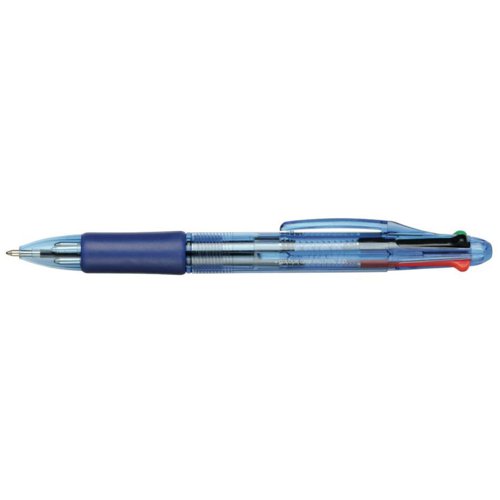 5 Star Office 4-Colour Ball Pen 1.0mm Tip 0.5mm Line Black Blue Red Green [Pack 12]