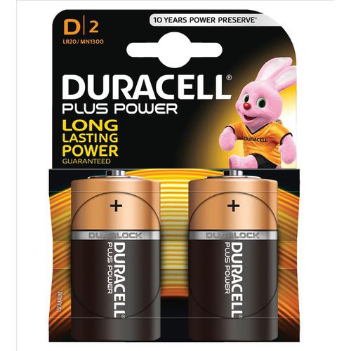 Duracell Plus D Batteries Alkaline MN1300 LR120 1.5V Ref Ddurc [Pack 2]